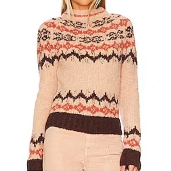 SMYTHE LOPI FAIR ISLE ALPACA BLEND SWEATER IN APRICOT FAIR ISLE WOMEN’S SMALL
